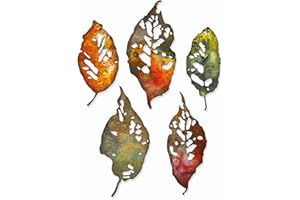 Sizzix Juego de Troqueles Thinlits 5PK Fragmentos de Hojas de Tim Holtz, 665559, Acero al Carbono, Multicolor, Talla única
