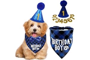 BOBOZHONG Cappello Compleanno Cane Bandana,Farfallina Cane con 9 Numeri Glitter,per Cani di Compleanno,Per Dare Agli Animali Una Festa Di Compleanno (Blu)