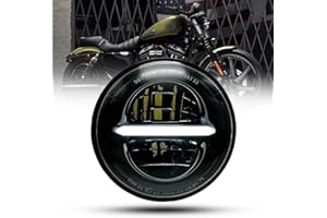‎BAMOTOOP bamotoop 5.75 '' LED Motorrad Runder Scheinwerfer e-geprüft für Harley Davidson Dyna Street Bob Super Wide Glide Low Rider Night Rod Train Sportster Iron 883 Indian Scout Triumph (Schwarz)