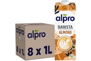 Alpro Bebida Vegetal de Almendra Barista - Ideal para el café - Pack de 8 x 1L