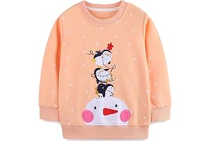 LANGUBABY Sudaderas Niña Navidad Sweatshirt Manga Larga 100% Algodón Camiseta sin Capucha para Niñas 1-7 Años