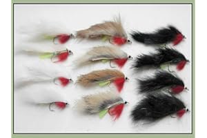 STUSSYDUNK Lot de 12 streamers Zonker pour pêche à la mouche Ventre vert Trois couleurs Hameçon 8/10