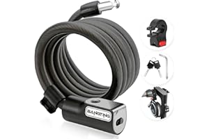 BANGTING Lucchetto Monopattino Elettrico, Lucchetto Bici, 120cm/12mm Catena Monopattino Elettrico, Catena Bicicletta Antifurto Con 2 Chiavi per Bici, Moto, Scooter, Passeggino