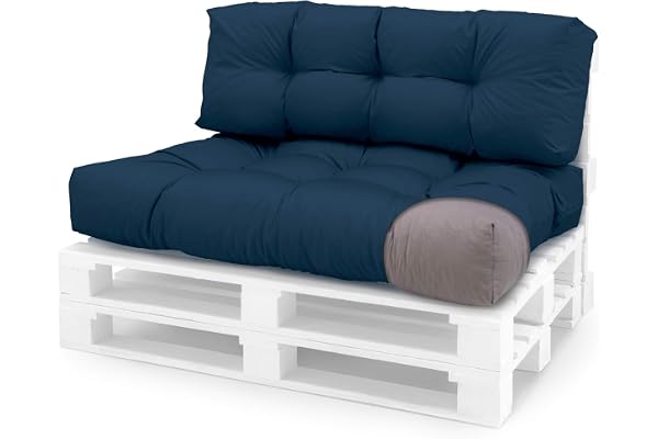 Spatium Coussins pour Palette Euro extérieur et intérieur Amovible taie d'oreiller imperméable Bleu Foncé 2-Piece Set