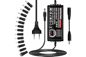 Indmird Adattatore di Alimentatore Regolabile 3V-24V 3A 72W Alimentatore Universale AC/DC 100V-240V Adattatore Universale con 14 Punte e Convertitore di Polarità Per Elettronica 3V-24V DC Motore DVD