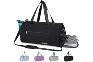 SPORTSNEW Sac de Sport Homme Femme Sac Voyage Weekend avec Compartiment Chaussures et Poche Humide 38L Sac Gym Fitness avec Bandoulière, Noir (Poches Améliorées)