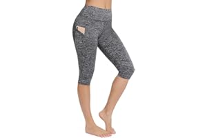 FITTOO Capri Leggings for Women High Waisted Leggings with Pockets 3/4 Length Sports Workout Gym Running Yoga Pants
