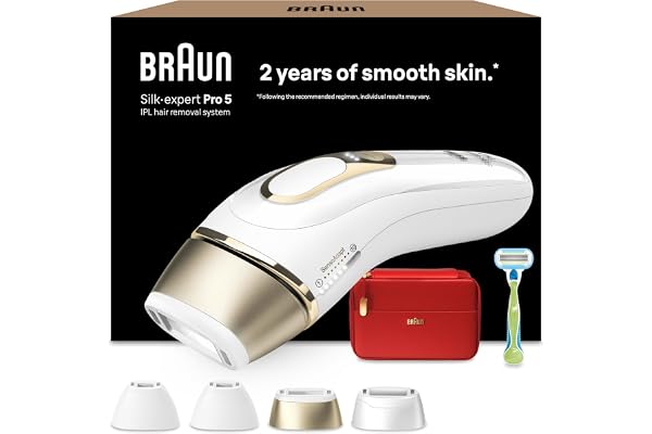 Braun Epilateur Lumiere Pulsee Silk·expert Pro 5 PL5382, Epilation Semi-Définitive, Alternative Au Laser, Résultats En 2 Séances, Rasoir Venus, 4 Têtes Pour Epiler Jambes, Visage, Maillot Et Plus