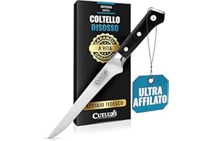 Cutluxe Coltello da Disosso Professionale, 15cm, Coltello per Sfilettare Pesce e Carne, Acciaio al Carbonio, Lama Affilata e Resistente, Artisan Series