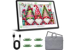 KEIWRLIGHT Leuchttisch A4 mit Tasche, 5600 Lux Sehr Hell LED Lightpad mit Seitliche Tasten, Magnetischer Clip, 6 Stufige Dimmung 3 Farbtemperatur Light Pad Lichtpad für Diamond Painting, Zeichnen Skizzieren