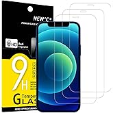 NEW'C 3 Pieces, Screen Protector for iPhone 12, iPhone 12 Pro (6.1 Inches), Tempered Glass, Anti-Scratch, Anti-Fingerprint, B