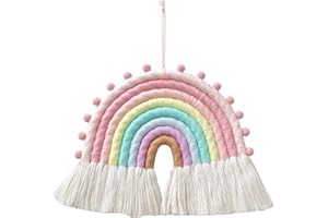 FANXIYA Tapices de Arco Iris Tejido a Mano para Niños y Habitación Infantil Arcoiris Colgante Pared Decoración de Pared de Macramé (multicolor 2)