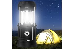 EAAERR Lanterna LED Campeggio – portatile Lanterna ricaricabile USB solare ultra luminosa alimentata a batteria torcia per Illuminazione da Esterno, Per Emergenze, Campeggio, Viaggio,Trekking(nero)