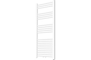 MIADOMODO Aquamarin® Secador de Toallas de Baño - De Pared, 1400x600mm, Agua Caliente, Acero, Vertical, Entrada Central o Lateral, Blanco - Radiador de Baño, Calentador de Toallas, Calefacción, Toallero