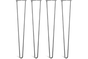 THE HAIRPIN LEG CO. [HLC] 4 x Hairpin Table Legs – Superior Double Weld Steel Construction With Screws, Build Guide & Protector Feet Worth £8 Included! – 10mm Steel [28"/71cm,Black]