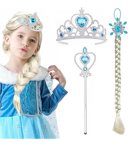 Jwyq Halloween femmes princesse raiponce perruque scène jeu de rôle emmêlé blonde longue perruque de cheveux tressés femmes tresses dorées costumes