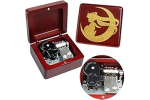 Sinzyo Sailor Moon Caja de Música de Madera Vintage Navidad San Valentín Cumpleaños Regalo (Caja de madera roja)