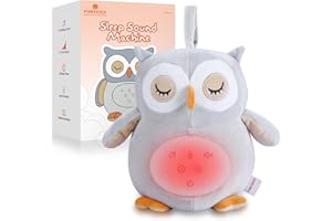FUNYKICH Ruido Blanco Bebé Peluche con Sonidos Relajantes Luz Nocturna Máquina de Ruido Blanco Peluche Bebe Recien Nacido Temporizador, Grabable, Relaja al Bebé para Dormir
