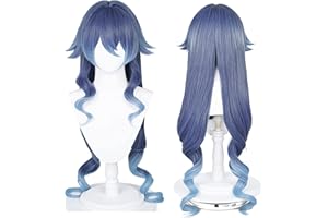 MAYSUWELL Anime-Cosplay-Perücke Layla Perücke für Männer und Frauen Blau Haare für Halloween, Karneval, Kostümparty mit gratis Perückenkappe
