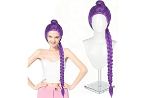 DAZZTIME Peluca Larga Morada para Disfraz de Cosplay para Niños,Peluca de Anime Para Cosplay,Trenzas Largas Para Disfraces Infantiles de Halloween,para Halloween,Accesorios de Cosplay
