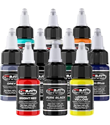 Kit Encre Tatouage HAWINK Professionnel 7 Couleurs - 7 Flacons 1/2oz Tattoo Ink TI203DE-15-7