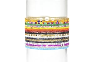 Mitdir 18 cavigliere con perline colorate, da donna, multistrato, realizzate a mano, per l'estate e la spiaggia, multicolore, L