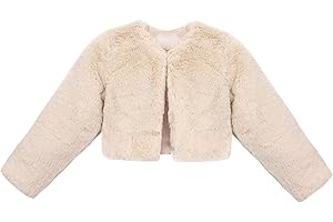 Lilax Girls Cozy Faux Fur Long Sleeve Crew Neck Dress Coat