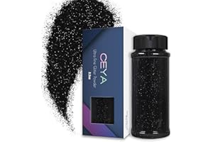 Ceya 3.5oz/ 100g Ultra Fine Glitter Powder Black Glitter 1/128” 0.008” 0.2mm for Slime Epoxy Resin Craft Tumbler Jewelry Nail Art Festival Makeup Scrapbook Painting Wedding Cards