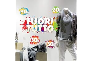 kina - UVSD0236 Vetrofania Trasparente Removibile Riposizionabile per Vetri Finestre Vetrine Negozi - Adesivi Saldi Estivi Invernali Sconti Occasioni - 1 Foglio 100x30cm