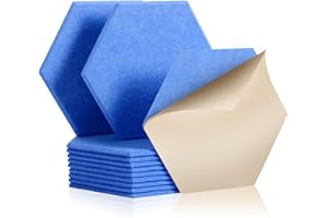 Rdutuok 12 Pezzi Pannelli Acustici Autoadesivi,30x26x1 cm, Pannelli Acustici Hexagon Assorbimento Acustico, Pannelli Isolamento Insonorizzante, Parete Per Studio Sound Studio, Ufficio, Studio e