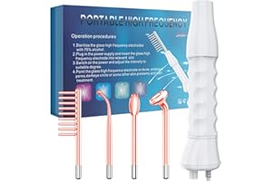 Blayram Appareil Haute Fréquence Visage - Appareil Visage Anti Ride Avec 4 Electrodes pour Soins pour le Visage - Pour Réduire Les Rides, Les Yeux Gonflés, Les Cernes, La Perte de Cheveux (Rouge)