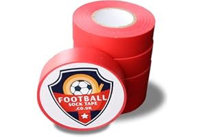 FOOTBALL SOCK TAPE LTD 10x Red Football Sock Tape Rolls. 20 Metre Shin Pad Tape. Sock Tape. Football Tape. Soccer Tape. Hockey Tape.