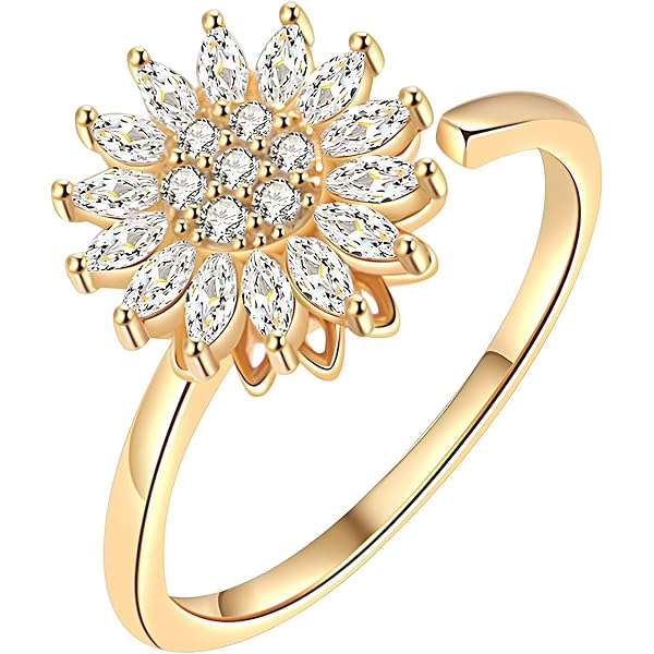 DIFLAX 3er-Set Antistress Ringe - Drehbare Perlenringe In Gold Für Damen