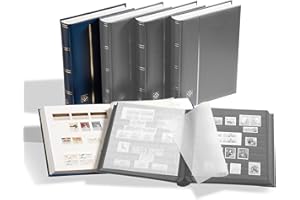 Leuchtturm 336541 Album per Collezionisti di francobolli Comfort - DIN A4, 64 Pagine, Strisce di Vetro, Copertina Imbottita - Blu