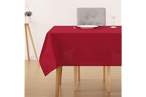 Deconovo Oxford Water Resistant Table Cloth 132x178cm(52x70in) Rectangle Wipeable Tablecloth for Kids Painting Red