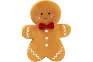 DqiUnaX Weihnachtskissen, Lebkuchenmann Kissen, Weihnachtsdeko Kissen, Plüschkissen, Christmas Pillow, Lebkuchenmann Deko, 17 cm