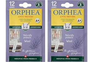 Orphea Anti Moth Strips - Lavender Scented Moth Repellent for Wardrobes Drawers Shelves - Wardrobe Fresheners for Wool - Moth Paper Strips for Clothes Storage (2 Packs, 24 Strips) sold by Caraselle