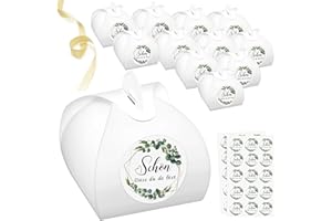 WENTSENT 30 Stück Geschenkboxen Eukalyptus Schön Das Du Da Bist Geschenkschachtel Klein, Gastgeschenke Deko für Hochzeit, Babypartys, Taufe, Kommunion, Konfirmation Tischdeko Karton für Süßigkeiten