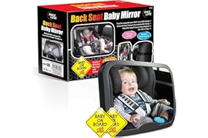 MY DIY PROFESSIONAL PRODUCTS My DIY Baby Car Mirror for Back Seats 360° Rotating Cars Seat Mirror Rear Facing - 2x Reflective Sign Stickers with 2x Suction Cups – Shatterproof Acrylic, Wide Clear View, Easy Install, Universal Fit