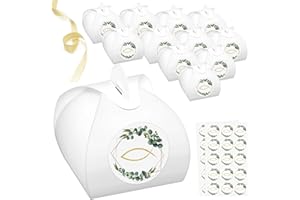 WENTSENT 30 Stück Geschenkboxen Eukalyptus Fisch Geschenkschachtel Klein, Gastgeschenke Deko für Hochzeit, Babypartys, Taufe, Kommunion, Konfirmation Tischdeko Karton für Süßigkeiten