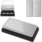 Aolso Double Sided Diamond Sharpening Stone, 400/1000 Grit Stone Sharpening Knife, Sharpening Plate with Non-Slip Base, Outdo