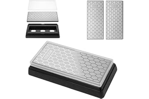 Aolso Aiguiser Diamantées, 2 Pièces Pierre a Aiguiser Affutage Diamant Couteau Surface Nid d'Abeille, 400/1000 Pierre à Aiguiser Diamantée,Aiguiseurs de Couteaux a Affuteur Avec Base