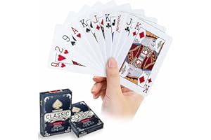 WUGAUWOR Wasserfeste Spielkarten, Rote Plastik Pokerkarten, 2 Decks Kunststoff Poker Karten, Plastikspielkarten, Professionelle Standard Spielkarten für Canasta, Texas, Go Fish, Blackjack Kartenspiele