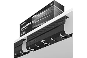 Organizer kablowy, czarny, zestaw 2 szt. – stal nierdzewna, do zarządzania kablami, kanał kablowy z 5 otworami na kable – łatwy w montażu organizer – uchwyt na kable Desktronic