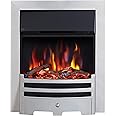 FLAMEKO Verona 16’’ Fireplace Insert, 2000W Heater, Chrome Trim, Bauhaus Fret, 9 Colour Flame Effect, Remote Control