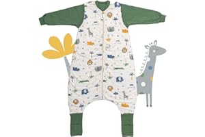 Schlummersack Baby Schlafsack mit Füßen Ganzjährig 2.5 Tog OEKO-TEX | Mit Beinen und Verlängerten Bündchen | Ärmel für Alle Jahreszeiten