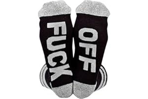 Himozoo Unisex FUCK OFF Socks Funny Casual Cotton Ribbed Knit Half Crew Socks Novelty Gifts for Women Men