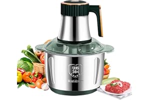 QAWNER Hachoir électrique, Hachoir à Viande 500W avec Bol Inox 5 L,Hachoir à Viande Amovible à 5 Niveaux de Vitesse, avec 6 Lames Amovibles Mixeur Hachoir pour Viande Légumes et Nourriture pour Bébé (Vert)
