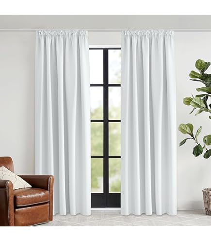 TOPICK Gordijnen met plooiband, 100% verduisteringsgordijnen, ondoorzichtig, woonkamer, slaapkamer, modern, linnenlook, H 175 x B 140 cm, thermogordijn, raamgordijn, verduisteringsgordijn, 2 stuks