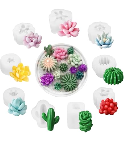 Lot De 14 Moules En Silicone Pour Plantes Succulentes & Fleurs - Pour Bougies, Savon, Chocolat DIY - 8